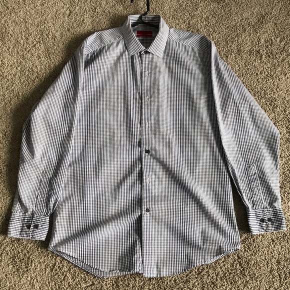 Men’s alfani fitted button down. Blue 15, 32-33 M - Picture 1 of 4